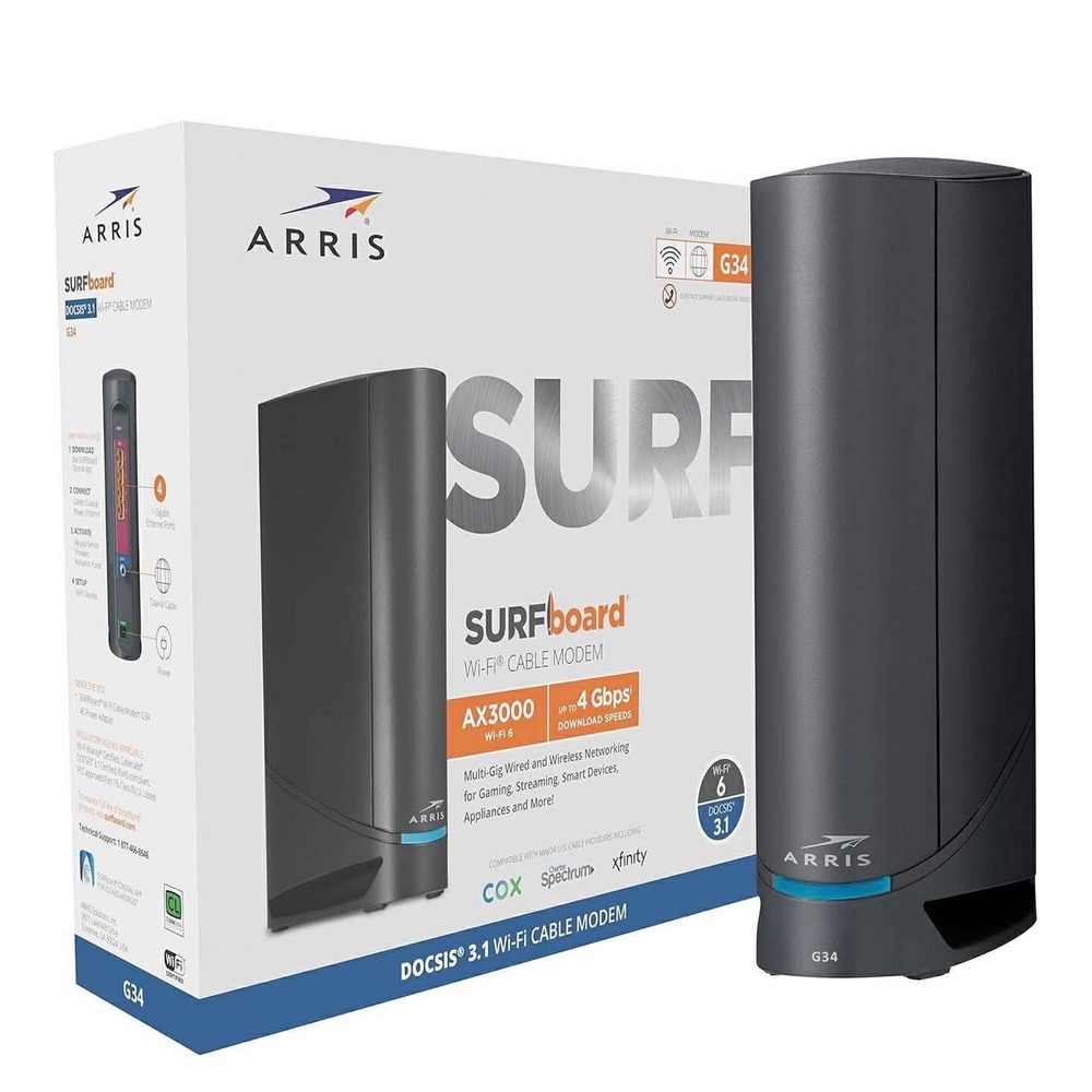 ARRIS SURFboard G34 DOCSIS 3.1 AX3000 Wi-Fi Cable Modem Router 4Gbps 4 Ports - Picture 8 of 10